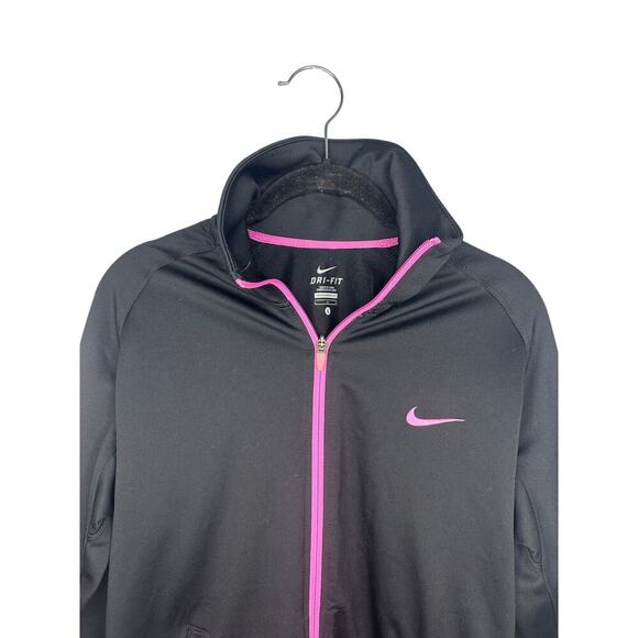 Nike Jackets & Blazers - Nike Dri-Fit Full Zip Track Jacket Women's Size Large Black Pink Athleisure